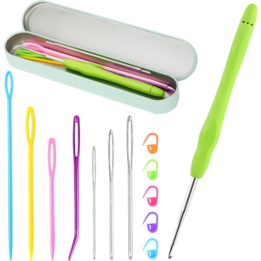 2mm Crochet Hook  Ergonomic Crochet Hook with Case for Arthritic Hands  Extra Long Crochet Needles for Beginners  Crochet Hooks Set with Storage Bo