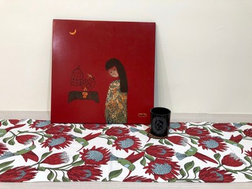 aLoveSupreme / 南非文青手繪長桌巾_奶油白帝王花