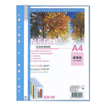 全勝CHUNG SENG 11孔PP軟質資料簿/30張/CH30/藍