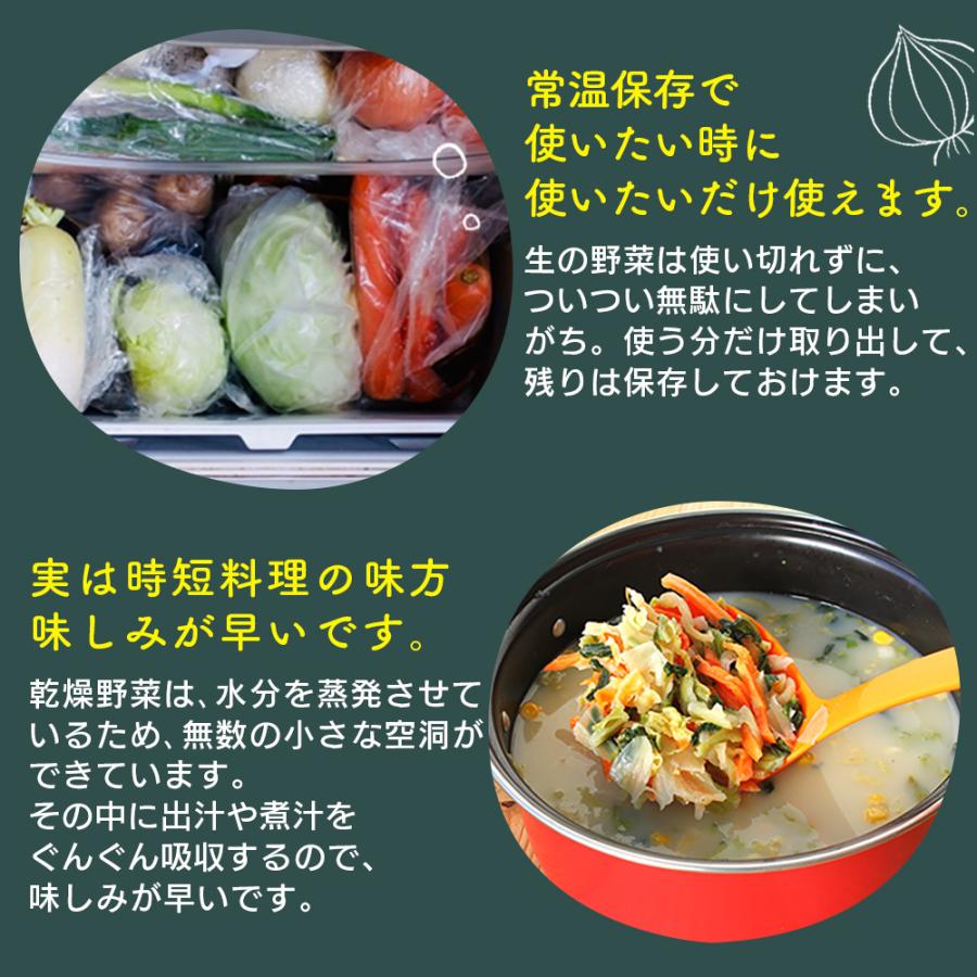 乾燥野菜ミックス 国産 味噌汁の具 乾燥 ラーメン具材 常備菜 玉ねぎ にんじん キャベツ 小松菜 時短料理 一人暮らし スープ 汁物 ドライベジ