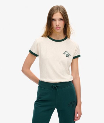 Superdry Women's Women's Athletic Essentials Ringer Fitted T-shirt Cream / Turtledove Cream Slub - Size: 10 Size: 6