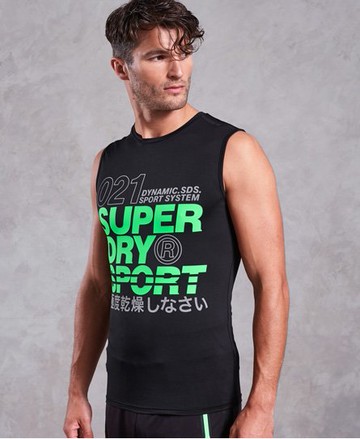 Superdry Men's Men's Active Graphic Tank Top Black / Black/fluro Green - Size: Xxxl