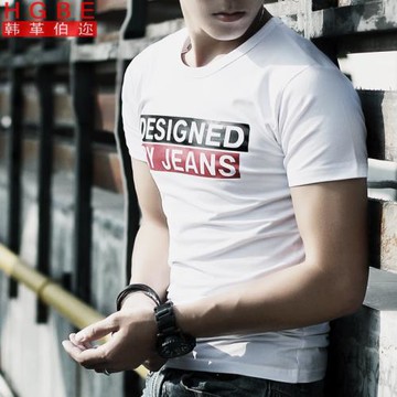 夏季潮流男士緊身短袖t恤健身彈力白色運動體恤跑步半袖打底汗衫