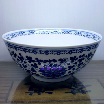 景德鎮陶瓷湯碗★高溫釉下彩青花洋蓮飯碗★瓷器面碗 菜碗1入