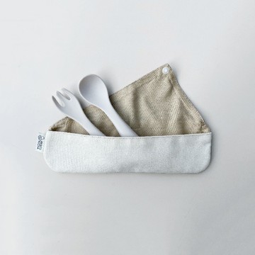 Besovida 安全矽膠叉匙組 雲霧灰＋素面收納袋