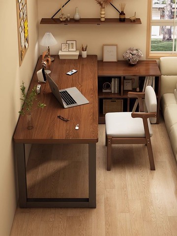 卓禾書桌書架一體靠墻客廳拐角辦公桌轉角書桌家用電腦桌臥室桌子 ph6211