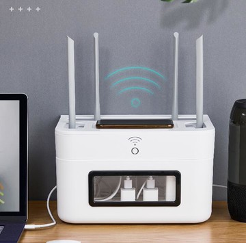 星優路由器收納盒壁掛式免打孔客廳墻上線路整理置物架wifi神器【林之舍】