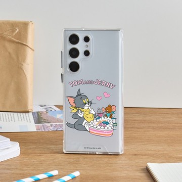 湯姆貓與傑利鼠蛋糕慶祝防摔透明SAMSUNG手機殼