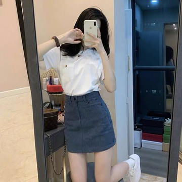 【巴黎精品】短袖套裝兩件式裙裝-T恤簡約A字短裙女裝a1gd28