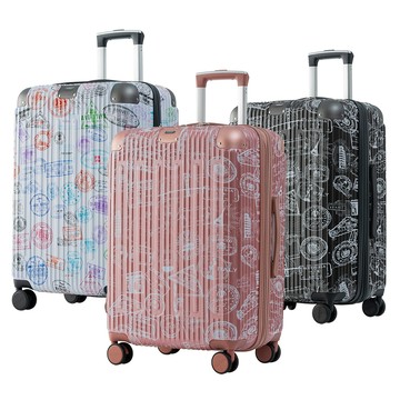 Batolon 【全新福利品 28吋】 旅行印記PC加大防爆拉鍊硬殼箱/行李箱 (3色任選)