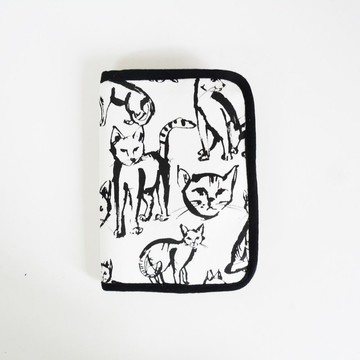 黑白純色 超酷鋼筆手繪 貓咪 機票包 護照夾 客制化旅行禮物