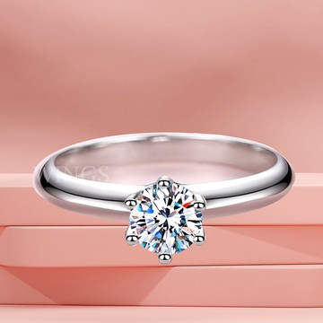 Wings 一克拉莫桑鑽戒指《經典六爪皇冠》｜浪漫求婚款 925純銀