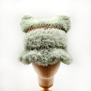 Miranda Handmadex覓品竹北手作店-手工編織毛帽-毛茸茸貓耳帽A款