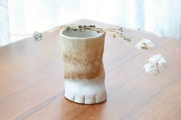 【聖誕禮物】手捏侘寂風貓腳杯-中美國土茶杯水杯筆筒花器刷具桶