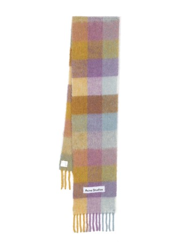 Acne Studios - check-pattern knitted scarf - unisex - Alpaca Wool/Mohair/Wool/Nylon - One Size - Purple