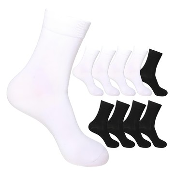 Doobalro 男用優質素色中筒襪 10雙組  250~280mm  白色 + 黑色