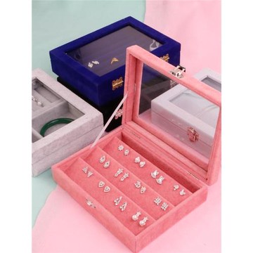 首飾盒小號家庭用耳釘戒指項鏈手鐲飾品收納箱生日禮物精致珠寶箱