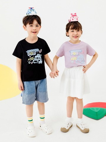 POLI 波力．純棉霓虹燈全彩印花上衣