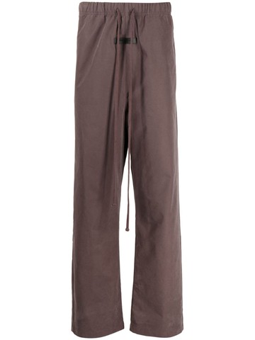 FEAR OF GOD ESSENTIALS - logo-patch straight-leg trousers - men - Cotton/Polyester - L - Brown