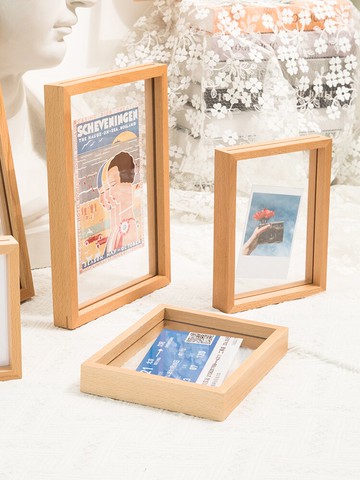 相框*實木卯榫透明雙面玻璃植物標本相框北歐創意免打孔掛墻畫框外框架 雙十二特惠