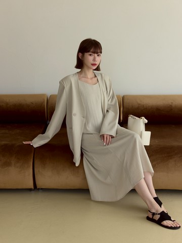 清爽通勤西裝長洋SET