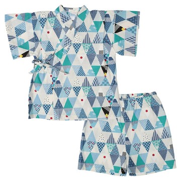 akachan honpo - 幼童兩件式甚平-富士山鱗紋-米白色-日本製