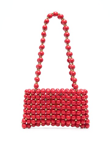 Vanina - Capucine beaded shoulder bag - women - Brass/Wood - One Size - Red