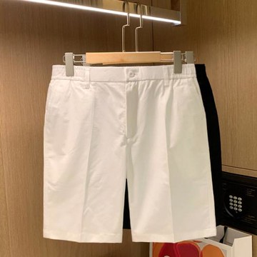夏季新款高級純色男士短褲潮流純棉簡約白色短褲男休閑直筒五分褲