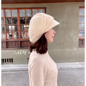 「拉兒小舖」台灣現貨-🌸日韓  高品質  絨毛報童帽  貝蕾帽 仿兔毛八角帽  貝雷帽 包頭帽 月子帽