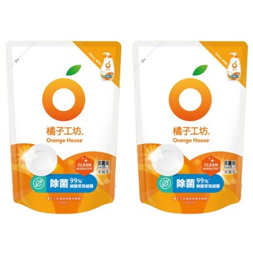 Orange House 橘子工坊 溫和除菌洗碗精補充包  500ml  2包