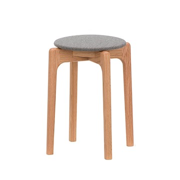 Stacking Stool 堆疊圓凳（橡木、灰布料）