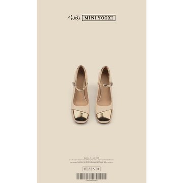 法式復古真皮瑪麗珍單鞋2025春季爆款小香風拼色粗高跟淺口小皮鞋