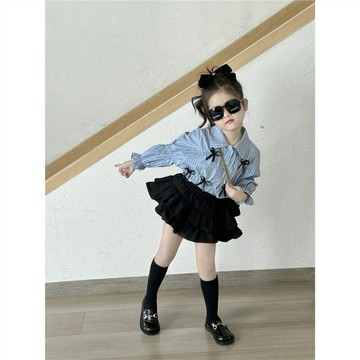 女童春裝jk套裝2024新款洋氣兒童學院風襯衫短裙時髦兩件套春秋潮(鑫弘-萌寶童裝)可開發票