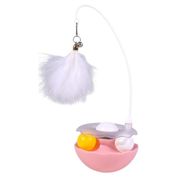 毛皇上 荷包蛋造型逗貓不倒翁  1個  粉色