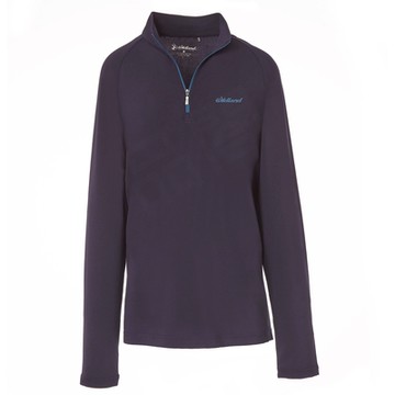 WILDLAND荒野-男超彈茶碳抗菌拉鍊功能衣深藍色