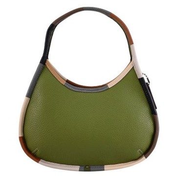 COACH Coachtopia 荔枝皮革彩色包邊手提/彎月包(綠)