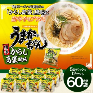 うまかっちゃん博多からし高菜風味＜６０袋（５袋パック×１２セット）＞ハウス食品株式会社