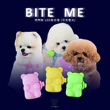 【現貨免運】BITE ME 閃閃熊 LED散步燈 (可充電式) | 寵物散步燈 安全燈 寵物燈 發光吊墜 | RBB