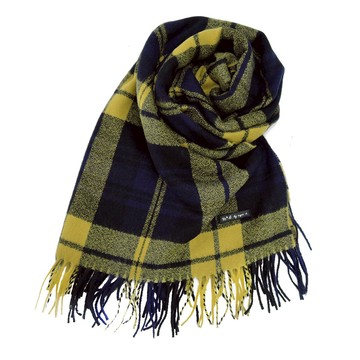 agnes b.三色格紋披肩-黃