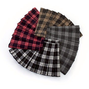 毛呢百褶裙女秋冬2022新款高腰半身裙a字裙學院風防走光格子短裙