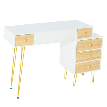 dayneeds 日需百備 Reno里諾金色腳架梳妝台 化妝台 化妝桌 化妝收納 梳妝台  金色 + 木色 + 白色  1個