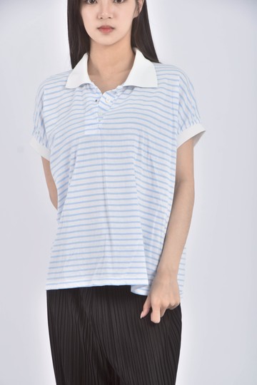 (M) late質感條紋藍色短袖上衣