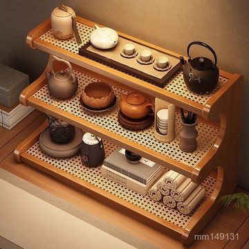 臺灣出貨🔥 博古架 茶壺架 茶具置物架 木杯架 展示架 桌麵博古架茶桌小型茶杯茶架茶具茶葉置物架子紫砂壺擺放收納展示