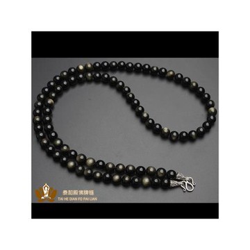 水晶天然黑曜石純銀扣泰國佛牌