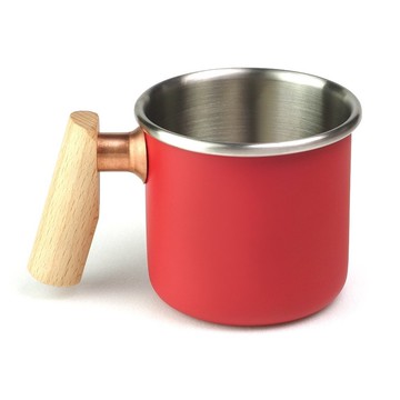 【客製化禮物】木柄 白鐵杯 400ml (大紅) 聖誕節