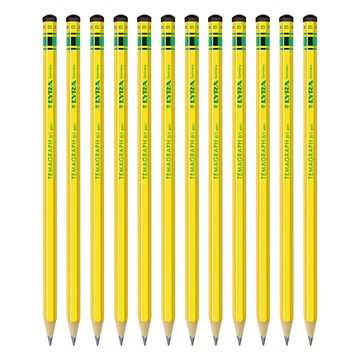 LYRA 百年經典鉛筆 抗斷裂筆芯 PEFC永續森林認證木材 六角造型 顏色辨識簡單  黃桿  12支