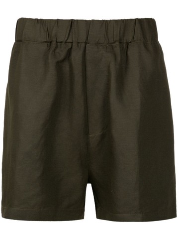 Osklen - elsticated-waistband detail shorts - men - Viscose/Hemp - GG - Green