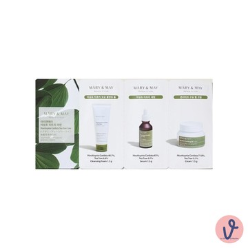 [LaLa V]韓國MARY&MAY 潔顏+精華+舒緩霜 魚腥草試用組 1.5ml