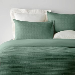 (組)艾禮思300織華夫格純棉床被四件組特大 青瓷綠