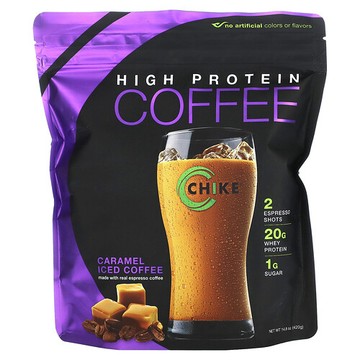 Chike Nutrition, 高蛋白質冰咖啡，焦糖味，14.8 盎司（420 克）